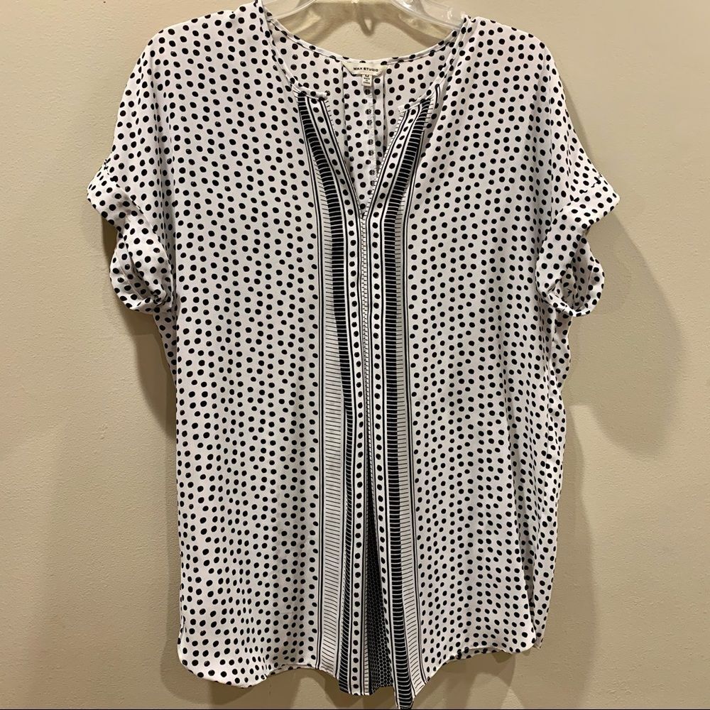 Max Studio Black & White Striped Top‎ XL